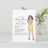 Eenvoudige roze baby meisje douche uitnodigingen (Staand voorkant)