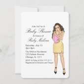 Eenvoudige roze baby meisje douche uitnodigingen (Voorkant)