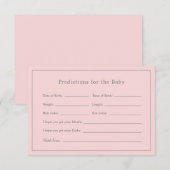 Eenvoudige roze Baby shower Baby voorspelling Kaar (Voorkant / Achterkant)