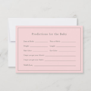 Eenvoudige roze Baby shower Baby voorspelling Kaar