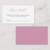 Eenvoudige Roze Baby shower Luier Raffle Enclosure Informatiekaartje (Voorkant / Achterkant)