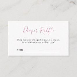 Eenvoudige Roze Baby shower Luier Raffle Enclosure Informatiekaartje