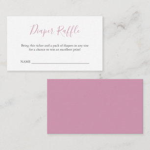 Eenvoudige Roze Baby shower Luier Raffle Enclosure Informatiekaartje