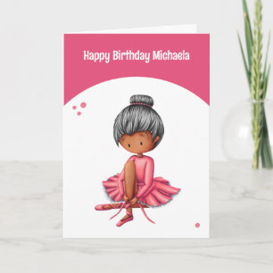 Eenvoudige Roze Ballerina Tutu Girl Verjaardag Kaart