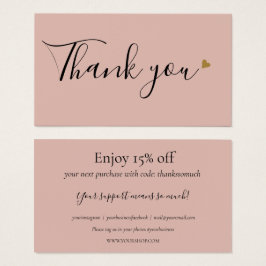 Eenvoudige Roze Bedankt Voor Winkelen Kortingkaart Visitekaartje