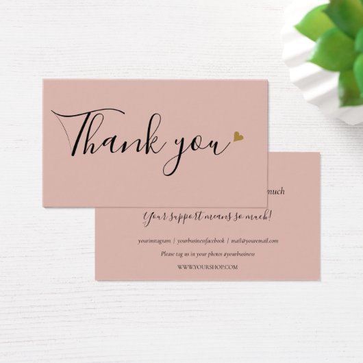 Eenvoudige Roze Bedankt Voor Winkelen Kortingkaart Visitekaartje (Bureau)