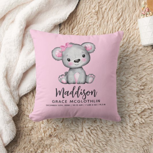 Eenvoudige Roze Beer Babymisje Kussen (Deken)