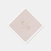 Eenvoudige Roze Beige Gouden Monogram Bruiloft Ser Servet (Hoek)
