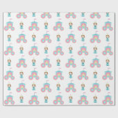 Eenvoudige roze blauwe prinses cadeaupapier (Vlak)