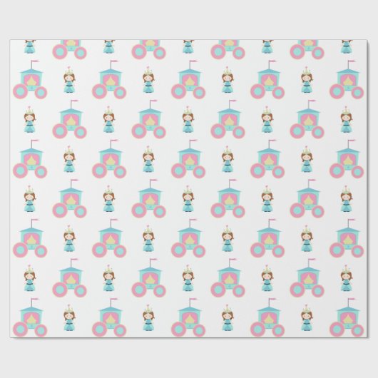 Eenvoudige roze blauwe prinses cadeaupapier (Vlak)