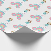 Eenvoudige roze blauwe prinses cadeaupapier (Hoek)