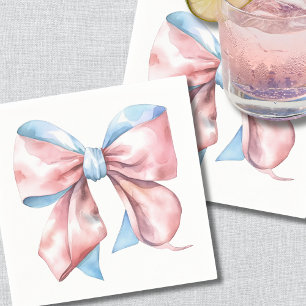 Eenvoudige Roze Blauwe Strik Geslacht Reveal Servet