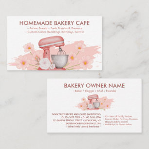 Eenvoudige Roze Bloem Cake Bakkerij Visitekaartje