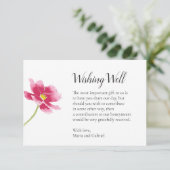 Eenvoudige roze bloem. Stijlvolle bruiloft die goe Informatiekaartje (Staand voorkant)