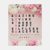 Eenvoudige roze bloem typografie moederdag fleece deken (Voorkant)
