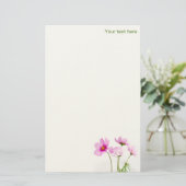 Eenvoudige roze bloemen briefpapier (Staand voorkant)
