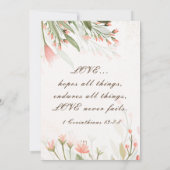 Eenvoudige roze bloemen Christelijke bruiloft Kaart (Achterkant)