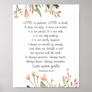 Eenvoudige  roze bloemen Christelijke bruiloft Poster