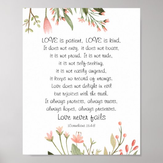 Eenvoudige roze bloemen Christelijke bruiloft Poster (Voorkant)