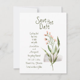 Eenvoudige roze bloemen Christelijke bruiloft Save The Date