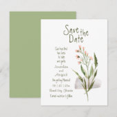 Eenvoudige  roze bloemen Christelijke bruiloft Save The Date (Voorkant / Achterkant)