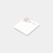 Eenvoudige roze bloemen en botanische noten post-it® notes (Schuin)