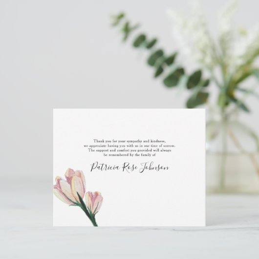 Eenvoudige roze bloemen Funeral Memorial Dank u Bedankkaart (Staand voorkant)