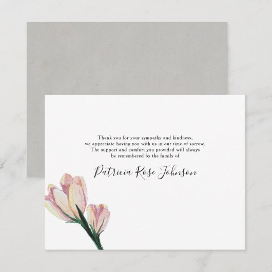 Eenvoudige roze bloemen Funeral Memorial Dank u Bedankkaart (Voorkant / Achterkant)