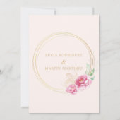 Eenvoudige Roze Bloemen Goud Nuestra Boda Kaart (Achterkant)
