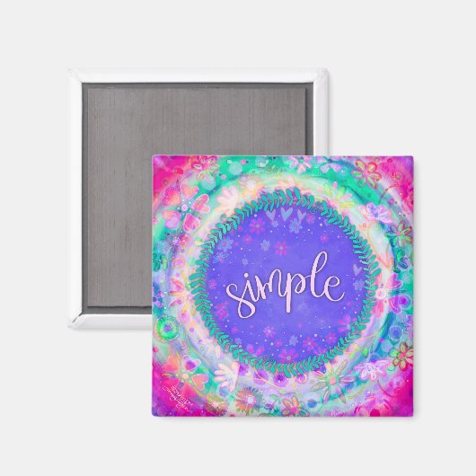 Eenvoudige Roze  Bloemen Kleurrijke Inspirity Magneet (Voorkant / Achterkant)