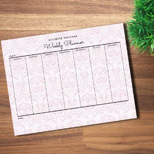 Eenvoudige Roze Bloemen Wekelijkse Planner Notitieblok