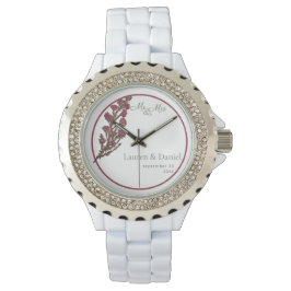 Eenvoudige  roze bloemenbruiloft horloge