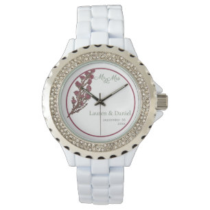 Eenvoudige  roze bloemenbruiloft horloge