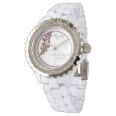 Eenvoudige  roze bloemenbruiloft horloge (Gekanteld)