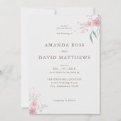 Eenvoudige roze bloemenbruiloft Waterverf Kaart (Voorkant)