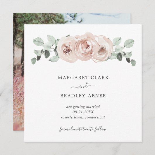 Eenvoudige roze bloemenfoto Elegante bruiloft (Voorkant / Achterkant)