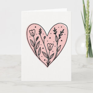 Eenvoudige Roze Bloemhart Kaart
