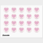 Eenvoudige Roze Blush Bloem Hart Dank U Ronde Sticker (Vel)
