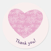 Eenvoudige Roze Blush Bloem Hart Dank U Ronde Sticker (Voorkant)