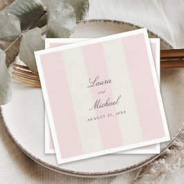 Eenvoudige Roze Blush Cabana Strepen Bruiloft Servet