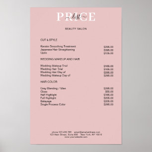 Eenvoudige Roze Blush Prijslijst Poster