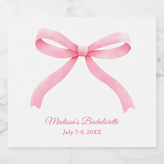 Eenvoudige roze boog meisje bachelorette party dec sparkling wijnetiket (Enkel label)