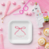 Eenvoudige roze boog meisje vrijgezellenfeest papieren bordje (Feest)