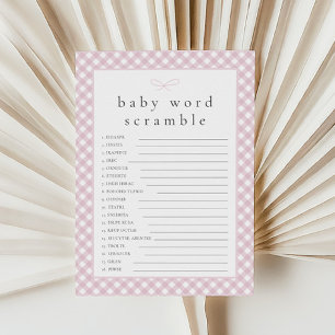 Eenvoudige Roze Bow Baby Woord Scramble Game Kaart