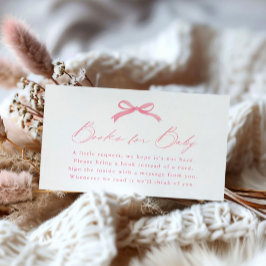 Eenvoudige Roze Bow Boeken voor Baby shower Informatiekaartje