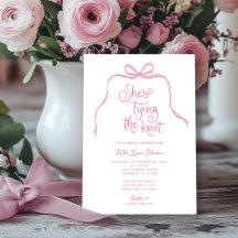 Eenvoudige Roze Bow Bruids Douche Uitnodiging