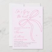 Eenvoudige Roze Bow Bruids Douche Uitnodiging (Voorkant)