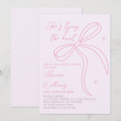 Eenvoudige Roze Bow Bruids Douche Uitnodiging (Voorkant / Achterkant)