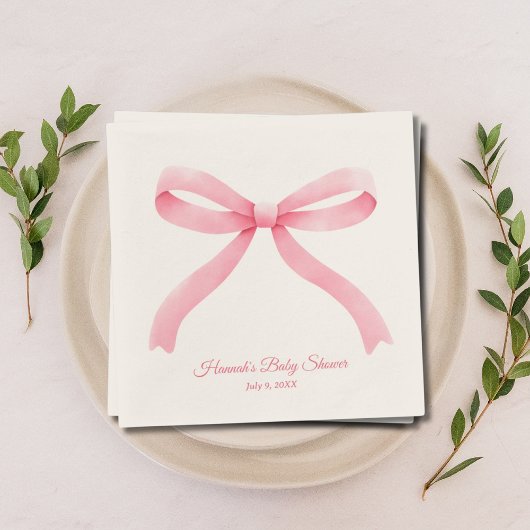 Eenvoudige Roze Bow Girly Baby showers servetten