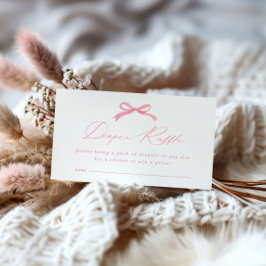 Eenvoudige Roze Bow Luier Raffle Baby shower Informatiekaartje
